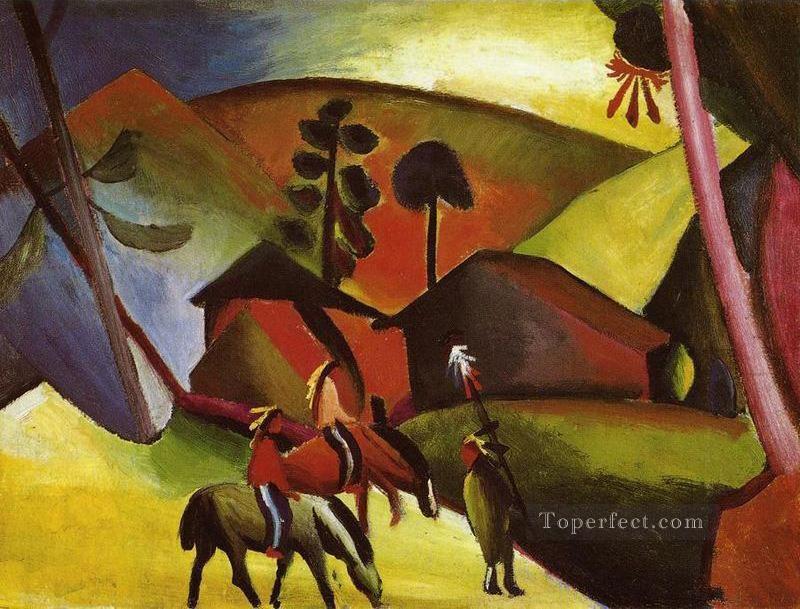 Indiens à cheval retour Expressionnisme August Macke Peintures à l'huile